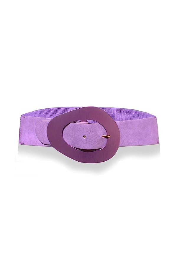 glomy * Ceinture femme 5 cm large et élastique avec boucle en métal coloré, Noir et argenté., Taille unique