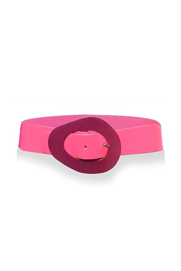 glomy * Ceinture femme 5 cm large et élastique avec boucle en métal coloré, Noir et argenté., Taille unique