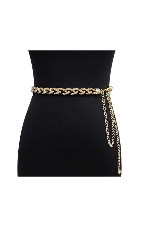 Jrhncy Ceinture tendance en métal pour femme - En alliage - Réglable - Pour les robes en jean, jupe, robe, or, L