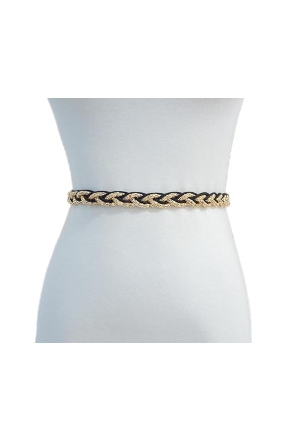 Jrhncy Ceinture tendance en métal pour femme - En alliage - Réglable - Pour les robes en jean, jupe, robe, or, L