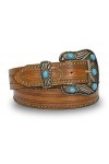 Ceinture western pour femme - Ceinture de cowboy en cuir avec boucle sculptée vintage pour jeans, pantalons, robes, Marron-tu