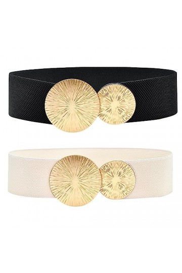 songyea Lot de 2 ceintures élastiques larges pour femme, 6 cm, pour robe, jupes et jeans, b, M