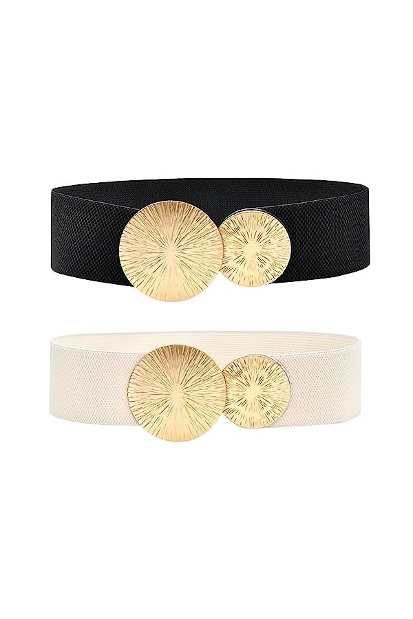 songyea Lot de 2 ceintures élastiques larges pour femme, 6 cm, pour robe, jupes et jeans, b, M