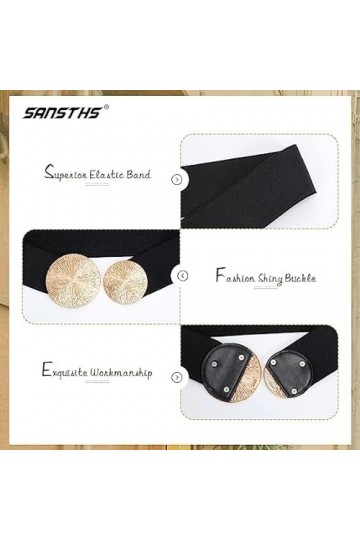 songyea Lot de 2 ceintures élastiques larges pour femme, 6 cm, pour robe, jupes et jeans, b, M