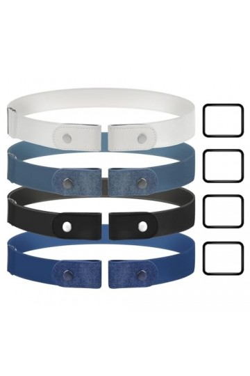 QEEYON 4 Pièces Ceintures sans Boucle, Ceinture Élastique Extensible Invisible pour Femme Ceinture Extensible Ajustable sans 