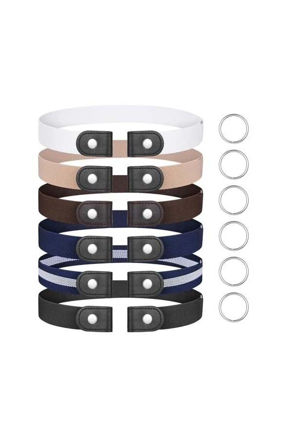 QEEYON 4 Pièces Ceintures sans Boucle, Ceinture Élastique Extensible Invisible pour Femme Ceinture Extensible Ajustable sans 