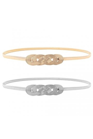 CCAIPU 2Pcs Ceinture Fine pour Femme Ceinture Élastique en Chaine Métallique Ceinture Éxtensible en Chaîne Argent et Or pour 