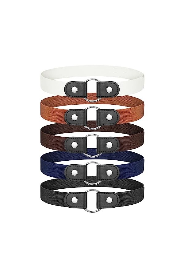 aurorayer Lot de 5 ceintures élastiques sans boucle pour femme, sans boucle, invisible, extensible, unisexe, pour jeans, pant