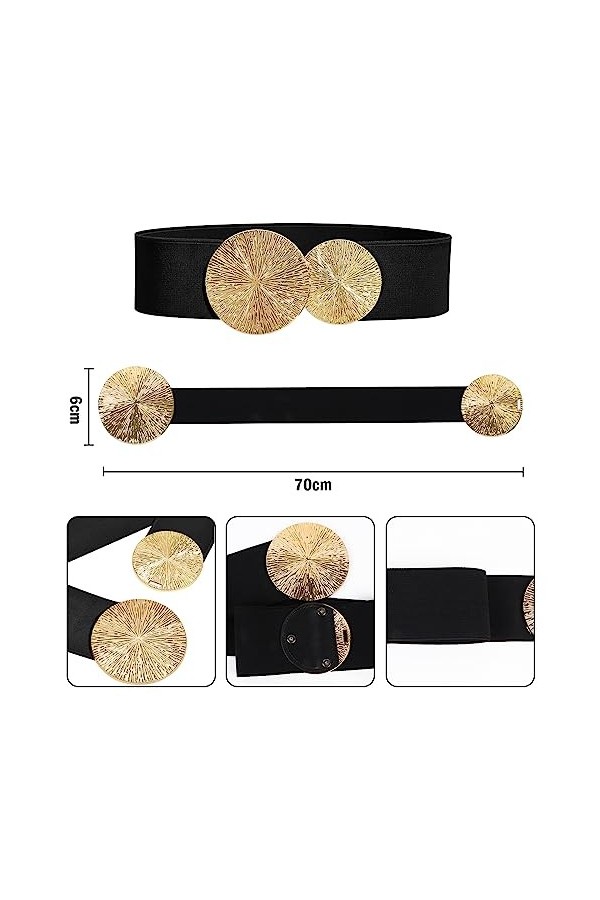 Moorle Ceinture élastique pour femme, Noir , Für Taillenweite 70cm-80cm