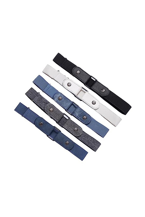5 Pièces Ceinture Femme Homme Ceinture sans Boucle Élastique Invisible Ceinture Unisexe Réglable Ceinture, Ceintures Taille I