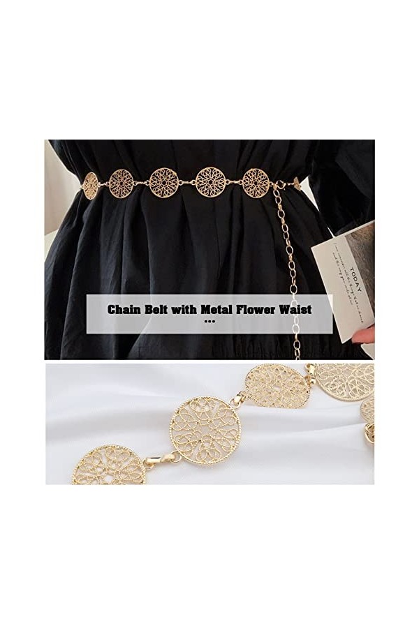 VGOL Ceinture de taille Chaînes en alliage Chaîne de roses Ceinture de taille décorative Ceinture à vêtements Chaîne de taill