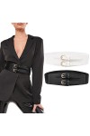 Ceinture élastique pour femmes - Ceinture de taille large de 6 cm à double boucle Ceinture réglable pour dames à la mode pour