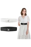 Ceinture élastique pour femmes - Ceinture de taille large de 6 cm à double boucle Ceinture réglable pour dames à la mode pour