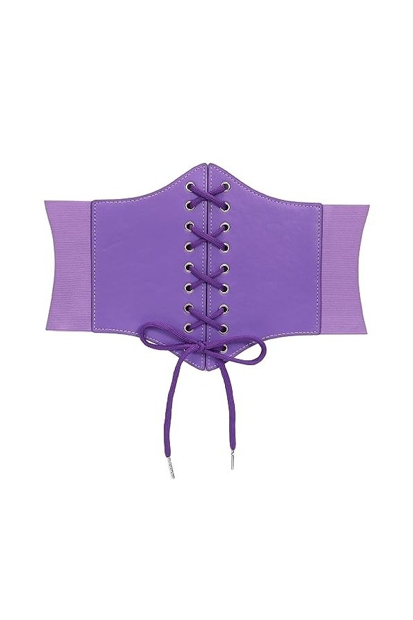 WERFORU Ceinture Waspie profonde pour femme,Large ceinture à lacets Corset Ceinture élastique à la taille, L-violet foncé, Pa