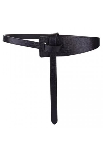 Ceinture à nouer en similicuir pour femme - Large ceinture nouée pour jeans, combinaison, manteau, robe, Noir , M