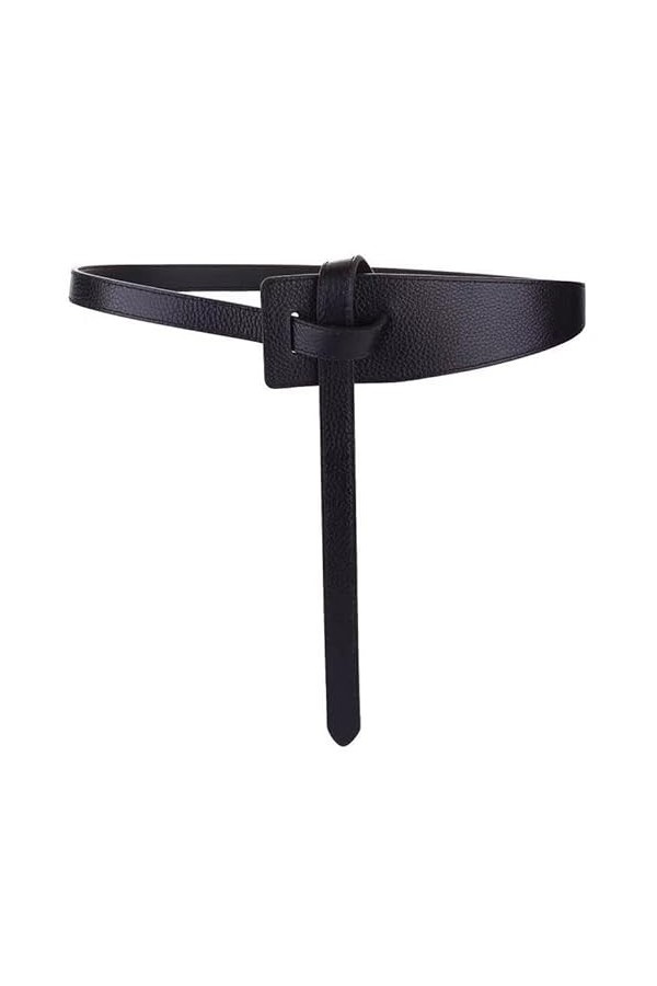 Ceinture à nouer en similicuir pour femme - Large ceinture nouée pour jeans, combinaison, manteau, robe, Noir , M