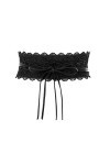 Discoball Ceinture fine pour femme avec boucle entrelacée en métal Taille élastique, Noir et dentelle, M