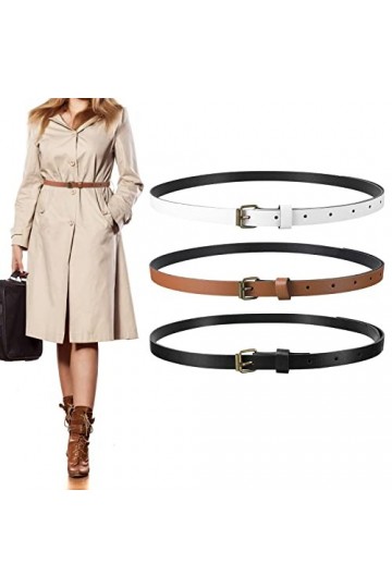 3 pièces ceinture noire fine ceinture fine pour femme automne hiver ceinture fine en cuir PU ceinture habillée ceinture avec 