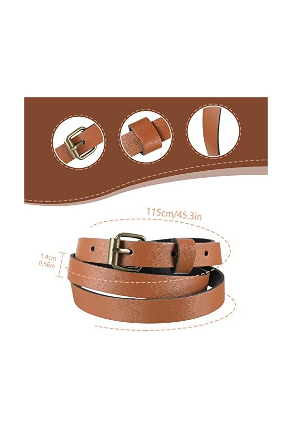 3 pièces ceinture noire fine ceinture fine pour femme automne hiver ceinture fine en cuir PU ceinture habillée ceinture avec 