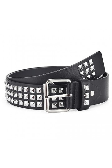 JITNGA 1 Pièce Ceinture Cloutée Métal Punk Rock Ceinture Cloutée Pour Femmes Hommes Noir Punk Cuir Ceinture Gothique Ceinture