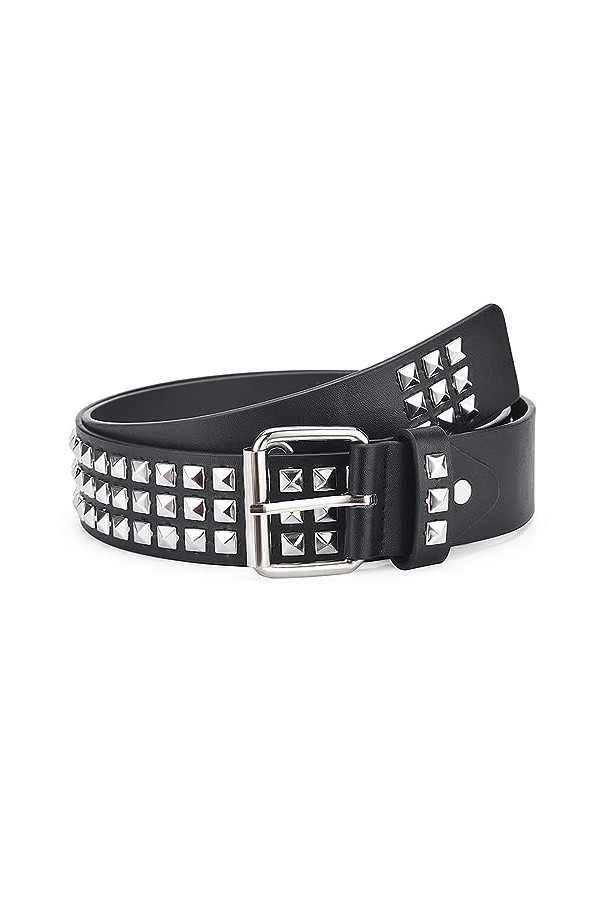 JITNGA 1 Pièce Ceinture Cloutée Métal Punk Rock Ceinture Cloutée Pour Femmes Hommes Noir Punk Cuir Ceinture Gothique Ceinture