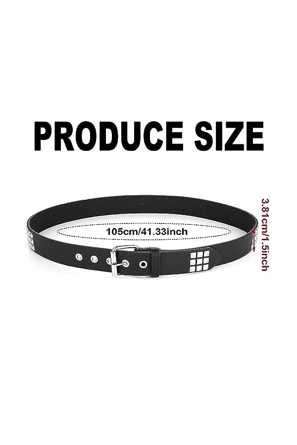 JITNGA 1 Pièce Ceinture Cloutée Métal Punk Rock Ceinture Cloutée Pour Femmes Hommes Noir Punk Cuir Ceinture Gothique Ceinture