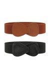 WERFORU Ceinture large élastique pour femme - Élégante et tendance - Extensible - Pour robes, C-noir+marron, Passt Taillengrö