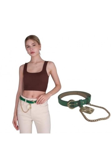 DILVIP CEINTURE POUR FEMME AVEC CHAÎNE ET MÉDAILLON Vert 