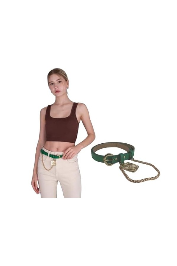 DILVIP CEINTURE POUR FEMME AVEC CHAÎNE ET MÉDAILLON Vert 