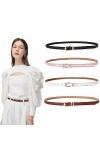 WOOXDYUK Lot de 4 ceintures fines en cuir pour femme, avec boucles dorées, pour améliorer votre style, style mince, raffermis