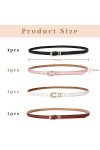 WOOXDYUK Lot de 4 ceintures fines en cuir pour femme, avec boucles dorées, pour améliorer votre style, style mince, raffermis