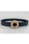 Aidyfeso Ceinture en cuir tendance pour femme avec double boucle dorée, Noir , 42.1