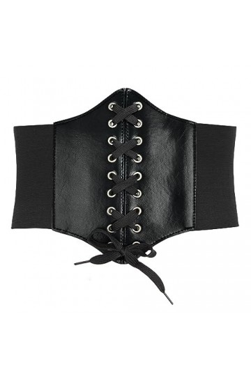 HANERDUN Ceinture Corset pour Femme Cuir Corset à Lacets Ceinture Élastique Ceinture Rétro Cinch Quatre Tailles - Blanche - T