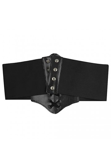HANERDUN Ceinture Corset pour Femme Cuir Corset à Lacets Ceinture Élastique Ceinture Rétro Cinch Quatre Tailles - Blanche - T