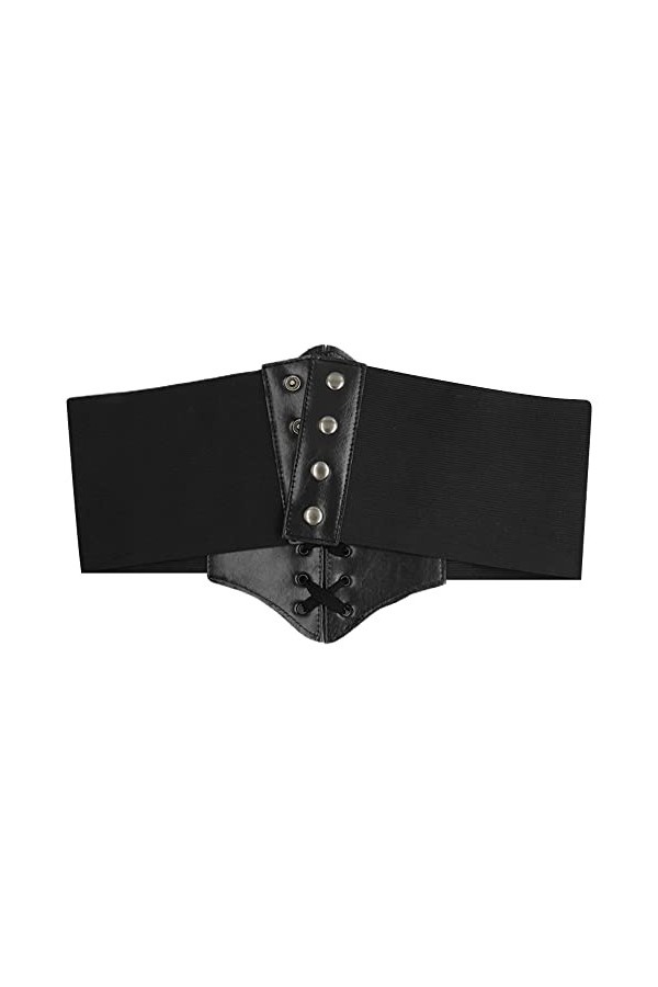 HANERDUN Ceinture Corset pour Femme Cuir Corset à Lacets Ceinture Élastique Ceinture Rétro Cinch Quatre Tailles - Blanche - T