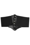 HANERDUN Ceinture Corset pour Femme Cuir Corset à Lacets Ceinture Élastique Ceinture Rétro Cinch Quatre Tailles - Blanche - T