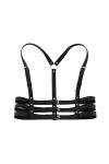 TOFBS Punk Taille Harnais Ceinture en Cuir Corps Poitrine Chaîne Noir Goth Gilet Ceinture Réglable Bijoux de Corps pour Femme