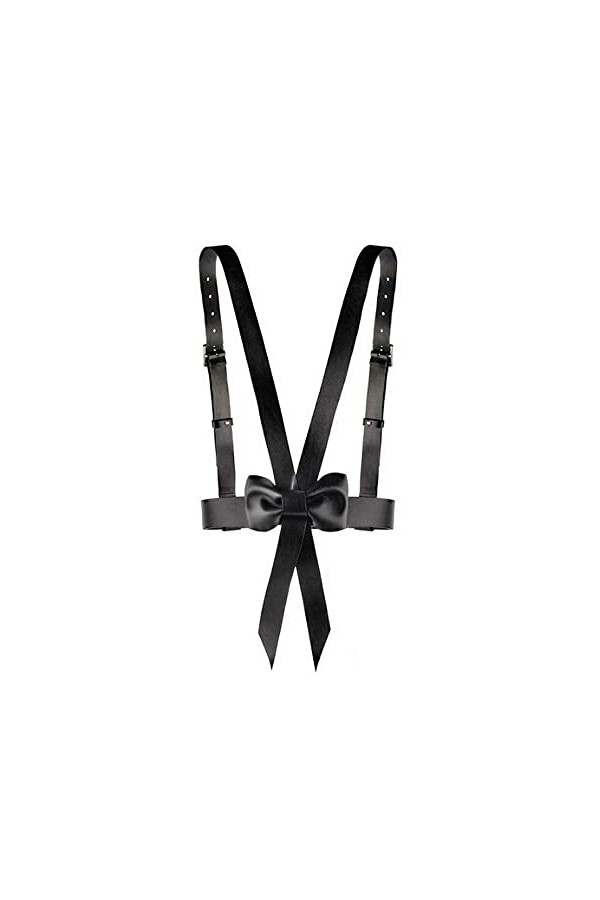 TOFBS Punk Taille Harnais Ceinture en Cuir Corps Poitrine Chaîne Noir Goth Gilet Ceinture Réglable Bijoux de Corps pour Femme