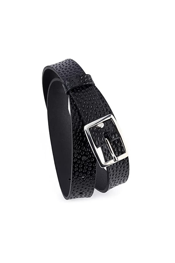 Merry Style Ceinture en Cuir Véritable Femme large D41 Noir-4, 95 cm Longueur totale 110 cm 