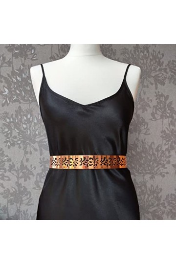 Live It Style It Chaîne de ceinture complète en métal doré à la taille large en métal avec miroir de ceinture en métal pour f