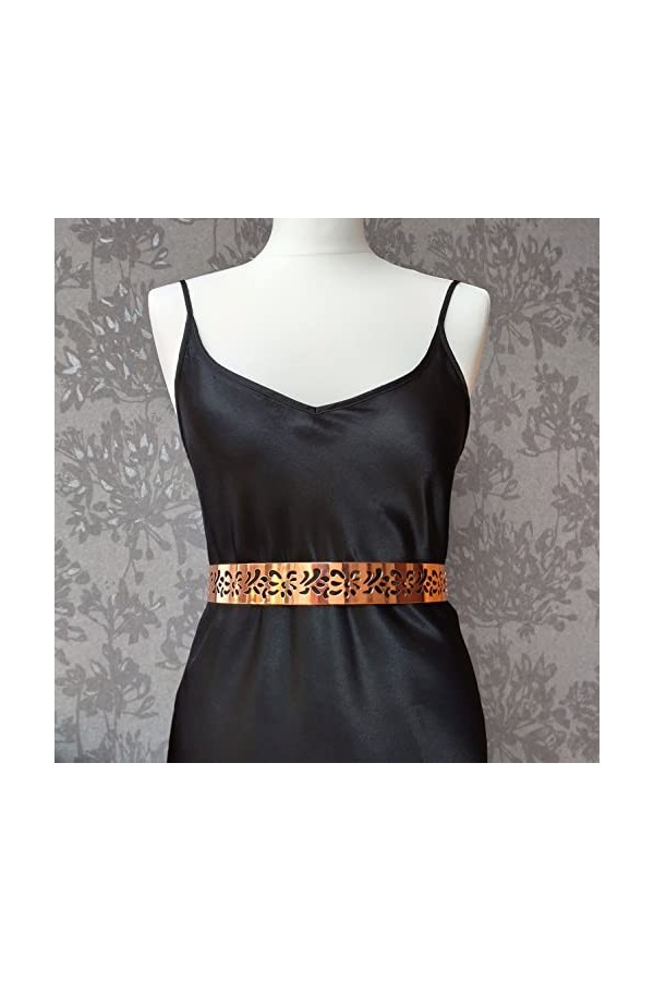 Live It Style It Chaîne de ceinture complète en métal doré à la taille large en métal avec miroir de ceinture en métal pour f