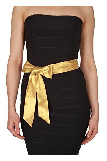 BlackButterfly Mariage Noeud Papillon Demoiselle dhonneur de Bal Ceinture de Satin Or, 10W / 175L 