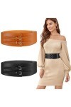 Weinsamkeit 2 Pièces Ceinture Élastique pour Femme, Ceinture Large de 6 cm pour Robe, Double Boucle Ceinture Réglable pour Da