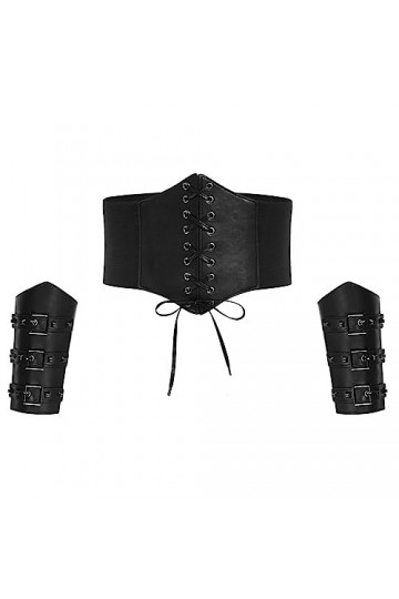 GRACE KARIN Ensemble Ceinture et Manches Femme Elastique Gothique Vintage rétro Belt Ceinture avec Attache Taille Elastique E