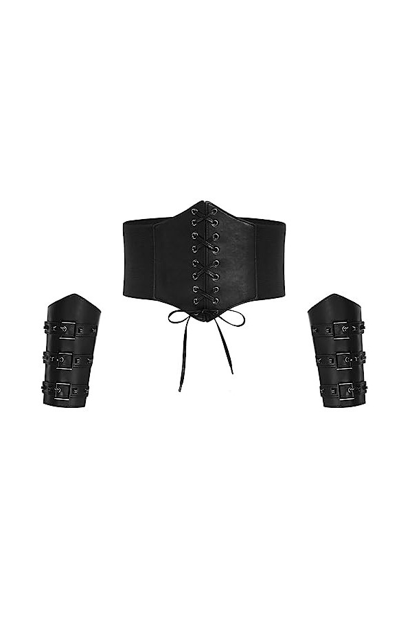 GRACE KARIN Ensemble Ceinture et Manches Femme Elastique Gothique Vintage rétro Belt Ceinture avec Attache Taille Elastique E