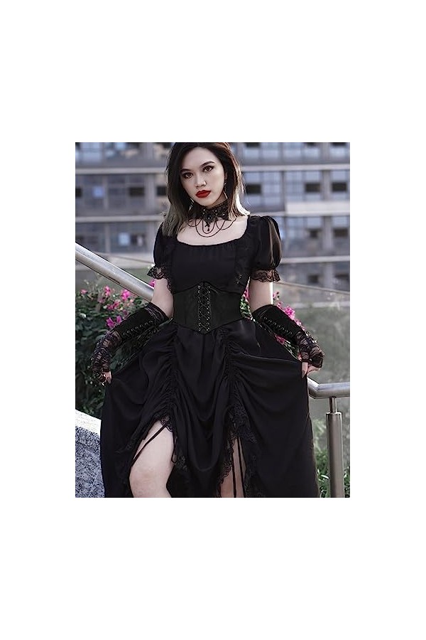 GRACE KARIN Ensemble Ceinture et Manches Femme Elastique Gothique Vintage rétro Belt Ceinture avec Attache Taille Elastique E