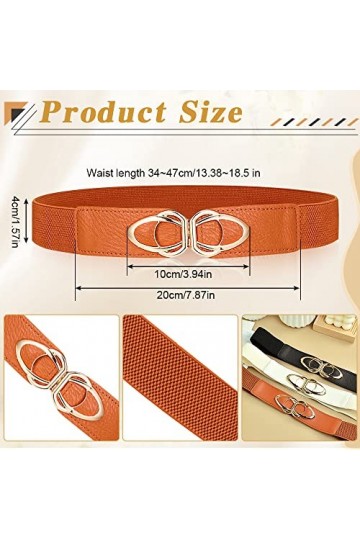 skytowards 3 PCS Ceinture Elastique pour Femmes, Large Ceinture Vintage avec Boucle Métallisée Ceinture Large de 6 cm Rétro p