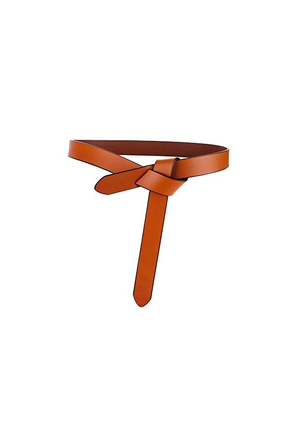 TOEECY Ceinture Femme Nouée Cuir de Vachette Élastique Rétro Ceintures de Taille pour Robes Manteaux Marron 