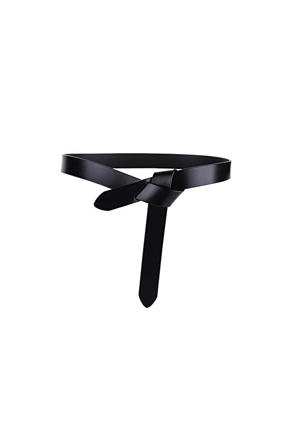 TOEECY Ceinture Femme Nouée Cuir de Vachette Élastique Rétro Ceintures de Taille pour Robes Manteaux Marron 