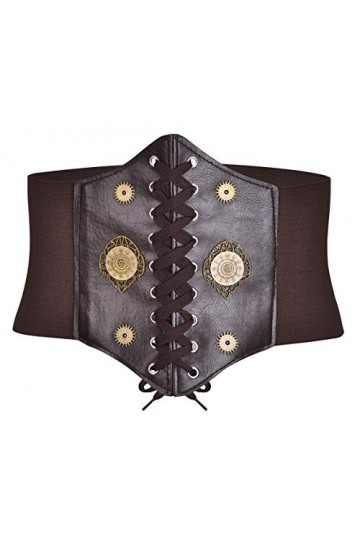 Bslingerie® Femmes Steampunk Cuir synthétique Waspie Corset Ceinture Équipement - Marron, M 